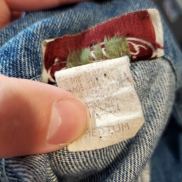 Vintage 80s Fall Jean Jacket w Leaf Embroidery & Rhinestones - Picture 9 of 13